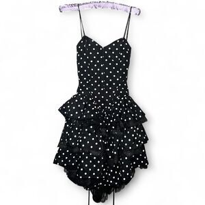 Vintage Polka Dot Dress Ruffles Lace Layers Poofy with Corset size 7 / 8